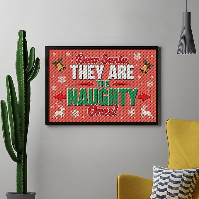 AIVKIEJK Diamond Painting Kits for Adults - Christmas Dear Santa, They are The Naughty Ones Painting DIY 5D Full Drill Diamond Dots Paintings with Diamonds Gem Art and Crafts Home Decor 8"x12"
