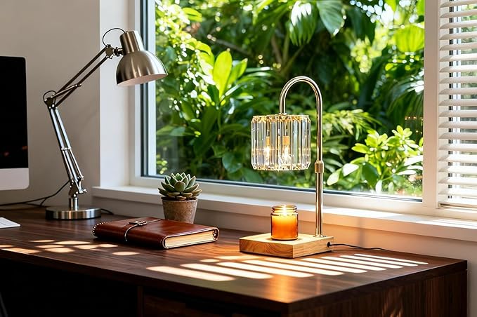 Yuichoy Candle Warmer Lamp with Timer, Dimmable Electric Candle Wamer Adjustable Height, Glass Modern Candles Melter Lamp, Gifts for Women Mom, Clear