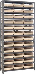 Quantum Storage Systems 1275-109IV Steel Shelving Unit with 4" Shelf Bins, 12" D x 36" W x 75" H, Ivory