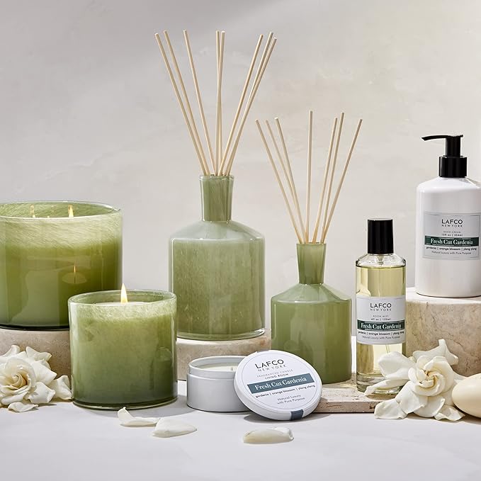 LAFCO New York Travel Candle, Fresh Cut Gardenia - 4 oz - 20-Hour Burn Time - Made in The USA