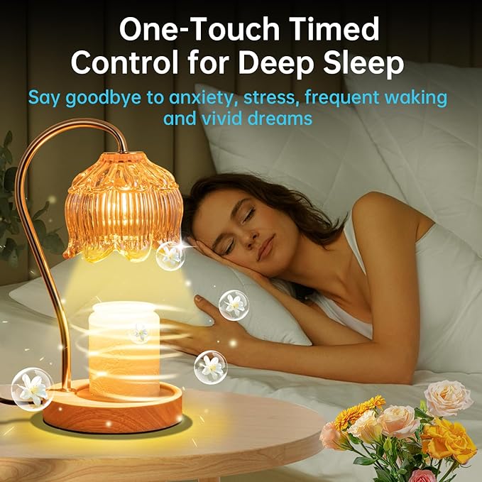 Candle Warmer Lamp with Timer Dimmable, Adjustable Height, House Warming Gifts New Home Decor, Mothers Day Birthday Gifts for Mom Women, Bedroom Decor with 2 Bulbs