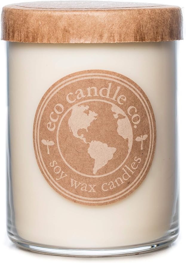 ECO CANDLE CO. Recycled Candle, Naked, 18 oz. Double Wick - Unscented - 100% Soy Wax, No Lead, Kraft Paper Label & Lid, Hand Poured, Phthalate Free, Midwest Grown Soybeans, All Natural Wicks