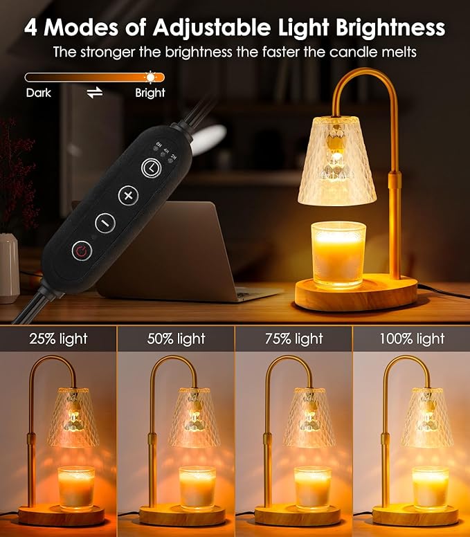 Candle Warmer Lamp with Timer: Adjustable Height Dimmable Warmer Candle Lamps Wax Melt Warmer Candle Warmer Lamp for Home Decor House Warming Gifts New Home