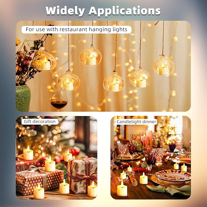 Rechargeable LED Flameless Candles, 2/4/6/8H Electric Votive Candles, 9PCS Battery Operated Tealights with Timer for Christmas, Wedding, Home Decor(USB-C Charging Cable Included)