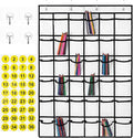 CHILDWEET Hanging Organizer Pockets Over The Door Organizer Cell Phone Holder Large Capacity PVC Storage Pocket Chart
