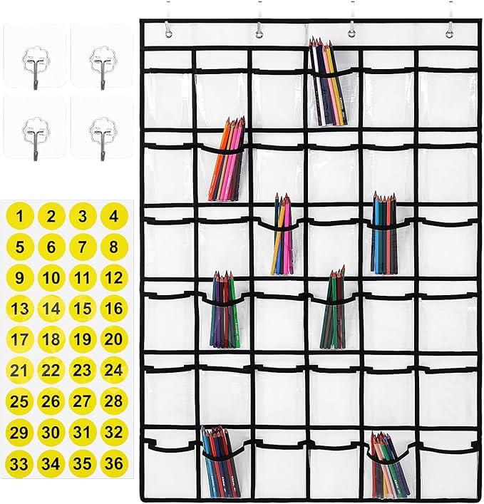 CHILDWEET Hanging Organizer Pockets Over The Door Organizer Cell Phone Holder Large Capacity PVC Storage Pocket Chart
