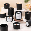 sunnyfuture 16 Pack Matte Black Candle Jars, 8pcs 7oz + 8pcs 4oz Candle Jars for Making Candles with Wooden Lids and Labels for DIY, Gifts, Home