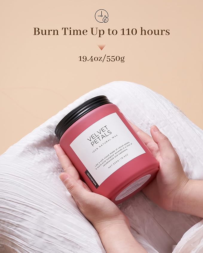 M&SENSE Sandalwood Rose Scented Candle, 19.4oz Large Soy Wax Candle for Home, 110 Hour Long-Lasting Non-Toxic Floral Aromatherapy Candle, Relaxing Self-Care Gift for Mom Her Mother's Day Birthday