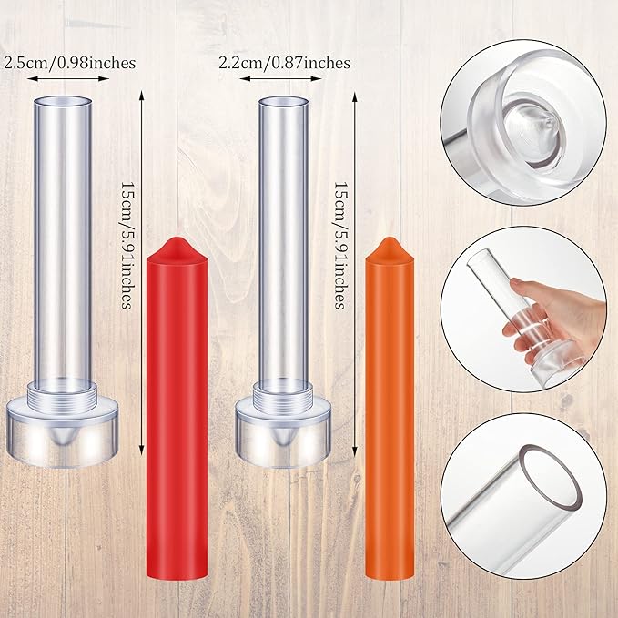 2 Pieces Taper Candle Mold Cylinder Candle Moulds Pillar Candle Molds for Making Emergency Candles and Table Candles with Wire Wicks Clips Tool kit