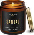 Santal Candle - Sandalwood Candles I Scented Black Candles for Men or Women - Sandalwood, Spices & Leather Soy Wax Mens Candle -Infused w/Essential Oils | Long 50Hr Burn, 9oz I Non Toxic I Made in USA