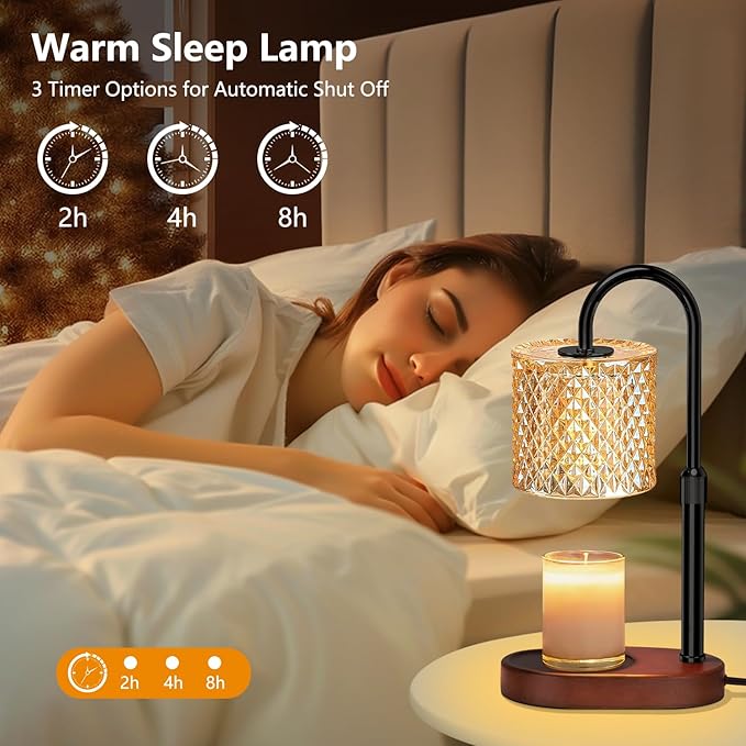 seenlast Electric Candle Lamp Warmer with Timer Dimmer Adjustable Height,Gifts for Women and Men,Vintage Home Decor