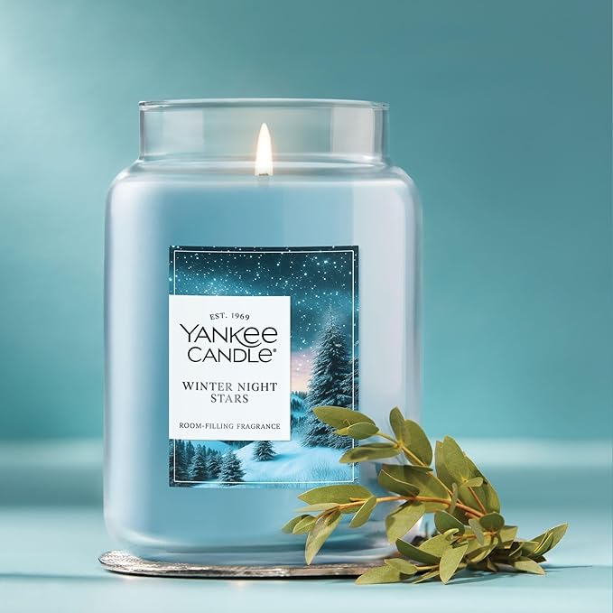 Yankee Candle Winter Night Stars, Christmas Scented Candle, 22oz Large Jar with up to 150 Hour Burn Time, Giftable