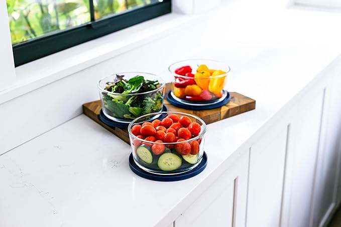 DURA LIVING 6-Piece Glass Food Storage Containers Set (3 Containers + 3 BPA-Free Lids) | 4-Cup, Leakproof | Microwave, Freezer, Oven & Dishwasher Safe | Ideal for Meal Prep & Pantry Organization