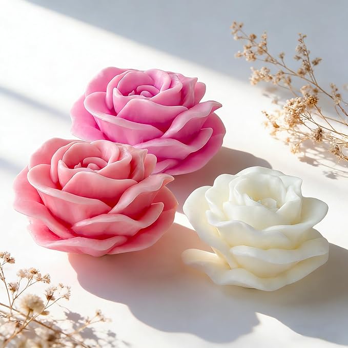 Petal Flower Rose Peony Tulip Cylinder Candle & Resin Mold - Resin Casting Silicone Molds for Home Decor & Candle Making Wave Spiral Mold