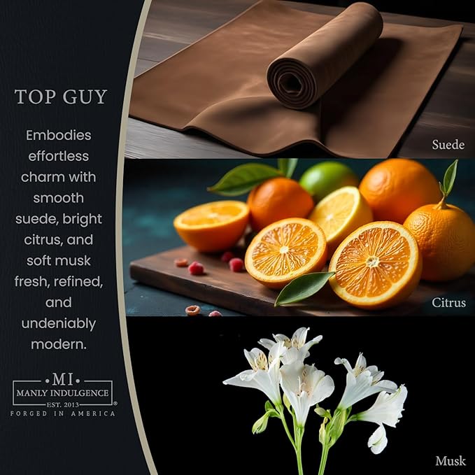 Manly Indulgence Top Guy Scented Wax Melts, Wax Melt Warmer Cubes, Long Lasting Scented Wax Warmer Cubes, 4 Pack, 6 Cubes Each - Made in The USA
