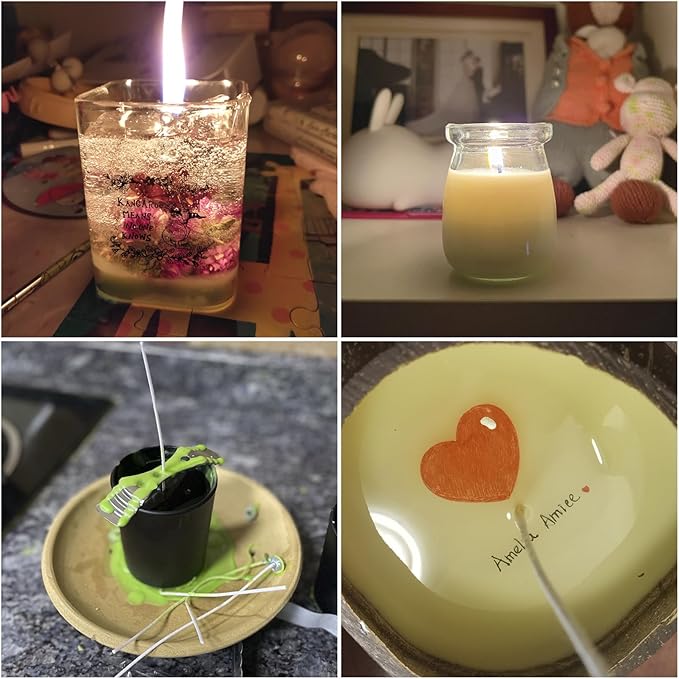 Candle Wicks Kit - 120PCS 8 Inch Cotton Wicks with Holders & Strings for DIY Candle Making