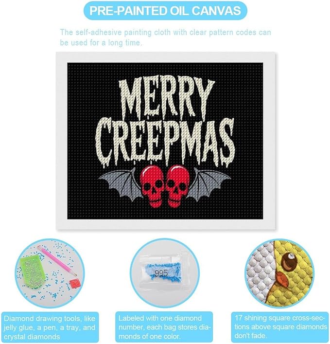 AIVKIEJK Diamond Painting Kits for Adults - Halloween & Christmas Gothic Ghost Christmas Painting DIY 5D Full Drill Diamond Dots Paintings with Diamonds Gem Art and Crafts Home Decor 16"x20"