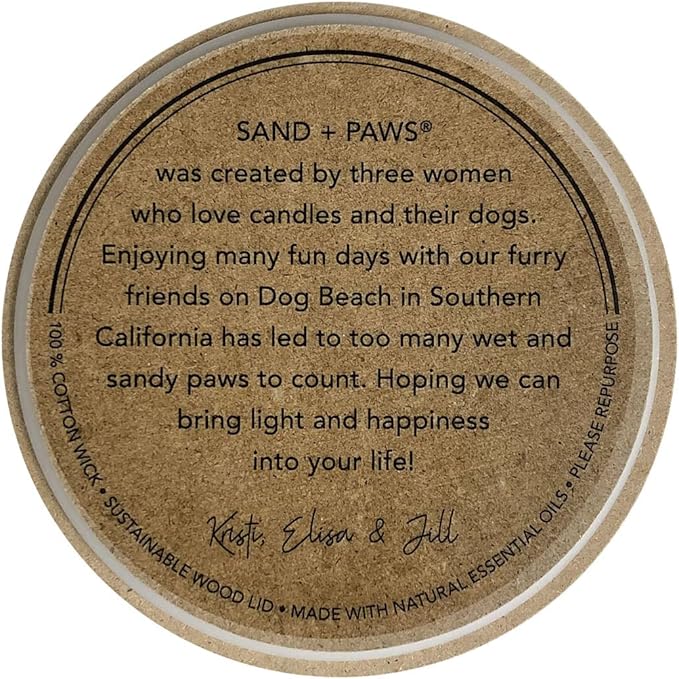 Sand + Paws Scented Candle - Tahitian Vanilla –Luxurious Air Freshening Jar Candles Neutralize pet Odors and Enhance Home décor – 100% Cotton Lead-Free Wicks - 12 oz