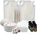 Pansyling 35oz Pearled Candle Wax Sand Crafting Set for Beginner,All-in-One Scented Candle Making Kits with 6 Essential Oils,2 Plaster Containers,50 Wicks & Seashells,DIY Powder Candles(White)