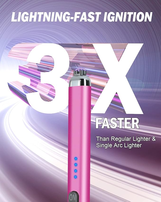 【Upgraded】 Dual Arc Electric Candle Lighter Rechargeable USB Lighter Plasma Arc Lighters for Candle (Violet)