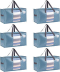 VENO 6 Pack Heavy Duty Moving Bags, Clothes and Comforter Storage Bags with Clear Window, College Dorm Essentials Packing Supplies, Foldable Boxes Alternative (Shiny Light Blue, 6 Pack)