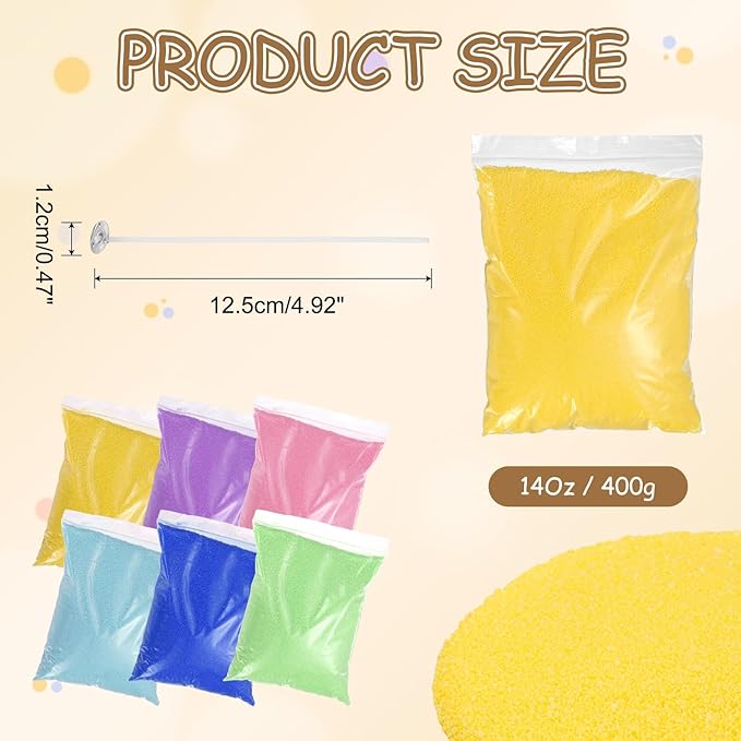 MECCANIXITY Pearled Sand Candles with 30 Pcs Wicks 14Oz / 400g Candle Beads Refillable Powder Sand Wax Making Kit for Thanksgiving Christmas Wedding Party DIY Home Crafts, Yellow