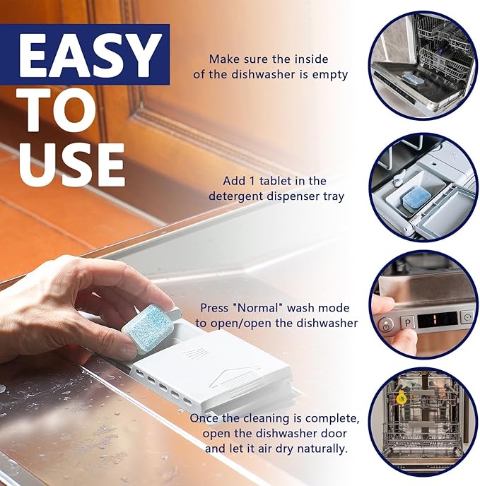 Dishwasher Cleaner and Deodorizer Tablet -24Tablets Deep Cleaning Descaler for Dishwasher Machine - Remove Limescale,Odor,Smell,Mineral Buildup
