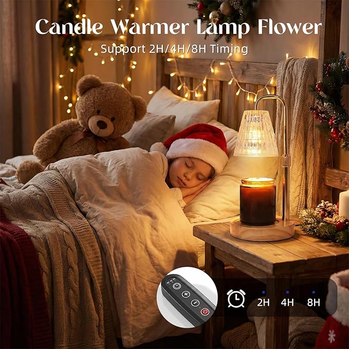 Glimra Candle Warmer Lamp Electric Timer,Candles Candle Wax Warmer for Jar Candles,Adjustable Candle lamp Birthday Gifts,for Mom Women Friend Sister,Office Apartment Dorm Room Home Decor Amber