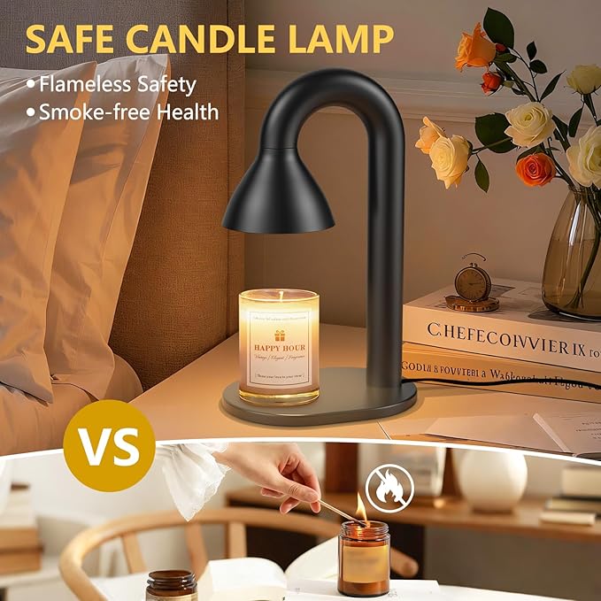 Candle Warmer Lamp with Timer and Dimmer,Minimalist Modern Black Electric Wax Warmer for Women Mom, Best Birthday and House Warming Gift New Home Decor