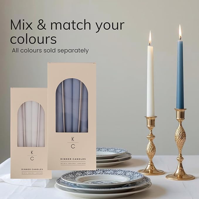 Tapered Dinner Candles - Soy & Paraffin Blend, Dinner Candles with Long-Lasting 7-Hour Burn for Stylish Homes - Candle in Curated Colors Ideal Gift for Hosts, Brides & Event Planners-Duck Blue
