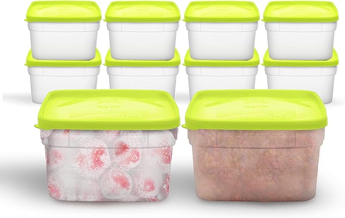 Arrow Reusable Plastic Storage Container Set, 10 Pack, 1 Pint/16 Ounce Each – Food, Meal Prep, Leftovers – Freeze, Store, Reheat - Clear Container Set With Lids – BPA-Free, Dishwasher/Microwave Safe