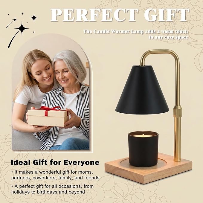 Candle Warmer Lamp with Timer - Wireless Remote Control, Gifts for Mom Grandma, Birthday Gifts, Mothers Days Gifts, House Warming Gifts New Home Decor, Black