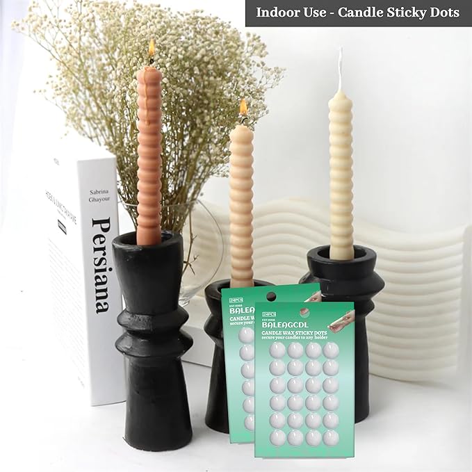Candle Sticky Dots - White Wax Dots Candles Adapter, Soft Wax, Candle Accessories - Candles Adhesive - (2 Pack,48 Dots)