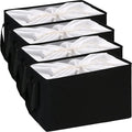 Hinwo 102L XXL Storage Bins, 4-Pack Closet Organizers and Storage, Foldable Clothes Storage Baskets with Handles, Containers for Clothing, Blanket, Comforters, Toys, Bedding (Black)
