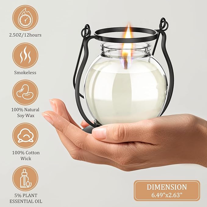 Scented Candles for Home, 3 Pack Retro Lantern Aromatherapy Candles for Home Scented, Lavender Candles Set, Soy Jar Candle Gifts for Women Men (Vanilla, Rose, Lavender)