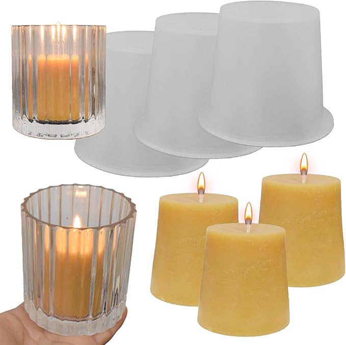 3 Pack Cylinder Candle Mold - Votive Candle - Silicone 3D Molds for Pray, Peony & Home Decor - Resin Casting & Soap Making Molds
