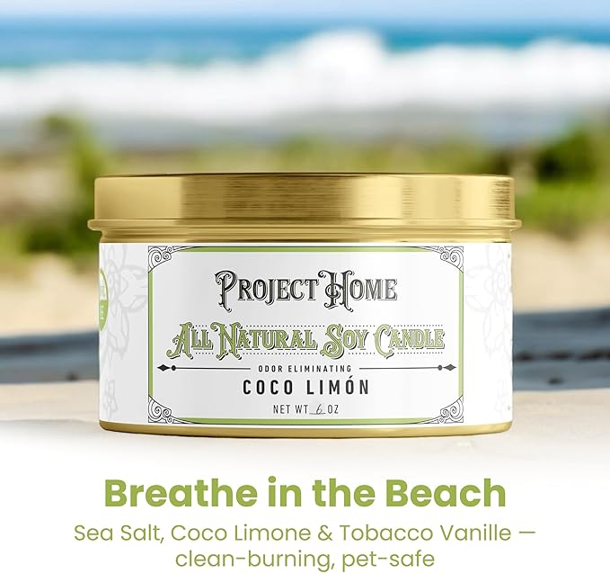 Coco Limone Pet Odor Eliminator Candle, Coconut Lime Scent, 6oz, Eco-Friendly Soy Wax, Made in USA, Pet-Safe, Natural Odor Removal Candle, Non-Toxic, Phthalate-Free, Cotton Wick