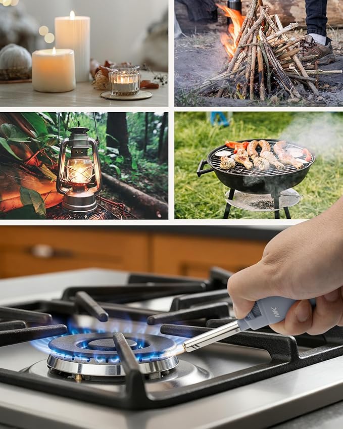 MK Candle Lighter, Butane Refillable Wind-Resistant Flame, 5-Pack for BBQ, Camping, Outdoor Use (New Pastel-5pc)