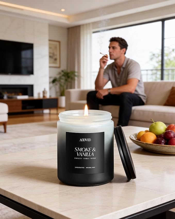 AOOVOO Scented Candles Set - 4 Pack Men Candles for Home Scented, 28 oz Soy Wax, 200 Hour Long Lasting Candle, Soy Candle Gifts Set for Men, Birthday, Valentine, Christmas, Anniversary Present