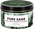 Premium Sage Candle for Cleansing – Natural Soy Wax, Cotton Wick, Paraben and Phthalate Free Scent, Non Toxic, Clean Scented Candles for New Home, Smudging, House Negative Energy Protection, 6oz
