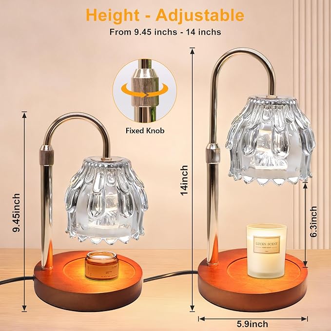 Candle Warmer Lamp with Timer and Dimmer 4-Level Dimmable Flower Light Heat Lamp for Jar Candles Adjustable Height Modern Cute Home Decor for Living Room Bedroom and Best Gift for Friends Lover.Silver