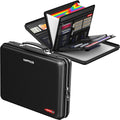 Fireproof Document Organizer, Expanding File Organizer with 13 Pockets, Portable Fireproof Document Box Hard-Shell Document Organizer Storage for Documents Laptop Passports Cards Black