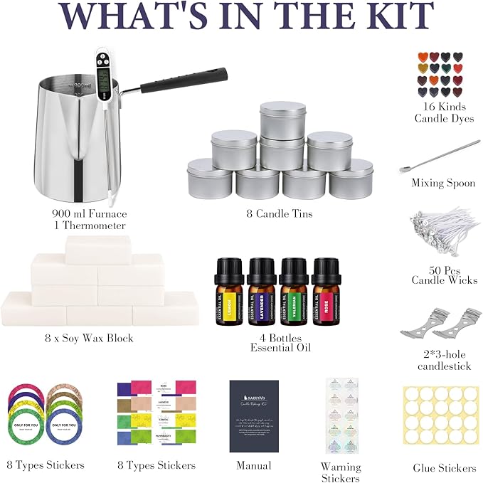 SAEUYVB Candle Making Kit, Complete Candle Making Kit for Adults, DIY Starter Soy Candle Making Supplies/Kit, DIY Arts & Crafts Kits Perfect as Home Decorations