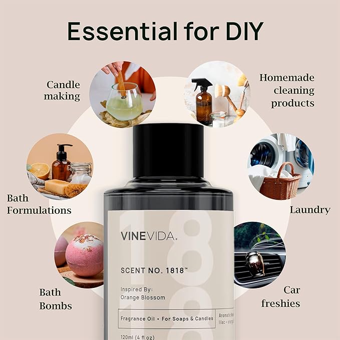 VINEVIDA [16oz] Dark Amber & Ginger Lily Fragrance Oil for Candle Making - Natural Candle Oil Scents - Soap Making Essential Oil - Made in USA