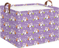 Rectangle Storage Basket with Handles,Collapsible Storage Bin,Books Box,Gift Basket(Purple Easter)