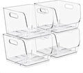 Sorbus Stackable Storage Bins Open Front, Clear Stackable Storage Bins, Pantry Bins for Storage and Organization, Acrylic Stackable Bins for Kitchen, Clear Pantry Organizer Bins (Medium Sqware 4 Pack)