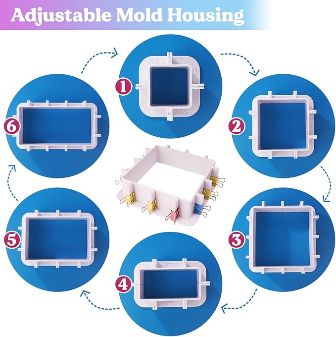 LET'S RESIN Adjustable Mold Housing for Silicone Molds Making (Not for Direct Resin Use), Silicone Mold for Resin Mold Making Silicone Rubber, Plastic Housing Frame for DIY Resin, Candle, Soap Molds