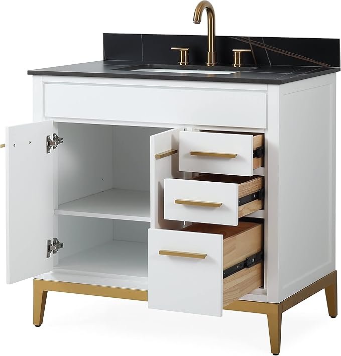Tennant Brand 36 inch Modern Style Beatrice Bathroom Sink Vanity (White, 36 inch)