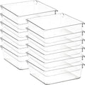12 Pack Drawer Organizer - 6" X 6" Clear Acrylic Storage Bins with Non-Slip Pads, Versatile Desk Tray for Makeup, Jewelry, Kitchen, Bathroom, and Office Organization