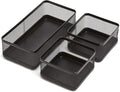 1InTheOffice Desk Baskets and Organizers Tray, Black Mesh Tray, Black Wire Mesh, 3-Compartment Stackable